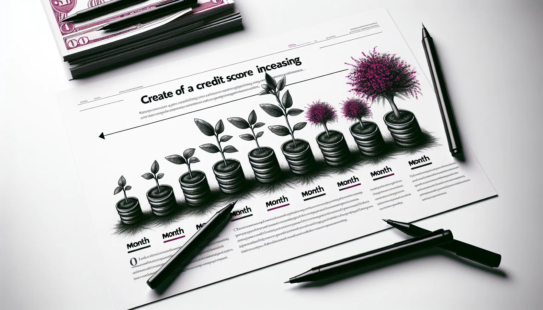 Editorial illustration of business credit growing over 12 months